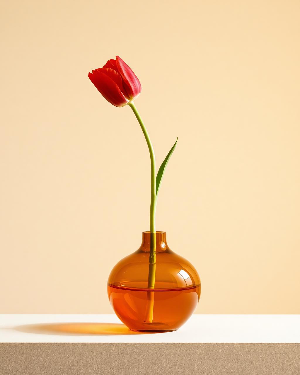 Amber Study, Cast amber resin, tulip