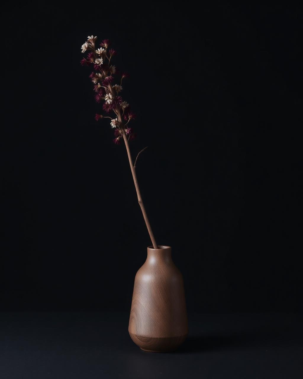 Walnut Veil, Turned walnut, dried amaranth
